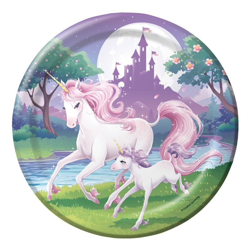 8 x Assiette Licorne Dessert Rainbow