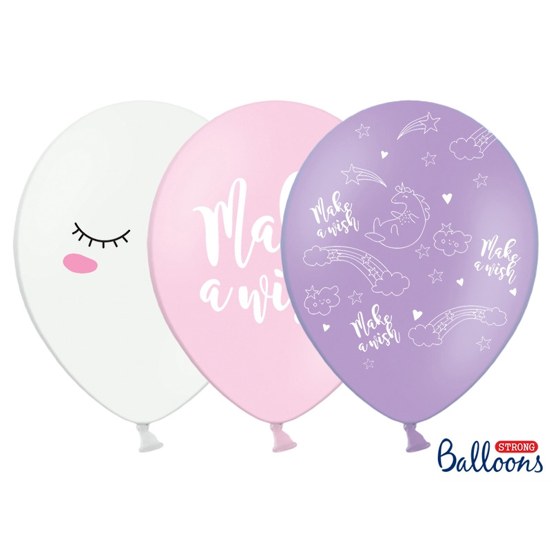 Ballon licorne blanc violet rose x6