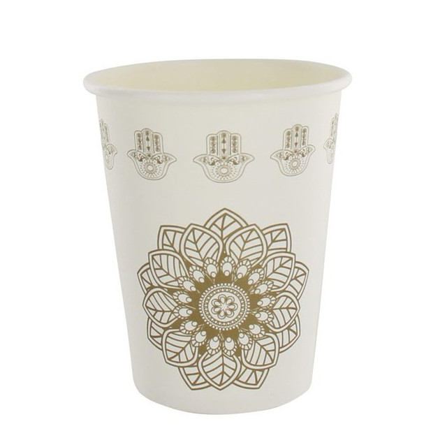 Gobelet Oriental blanc et or x10