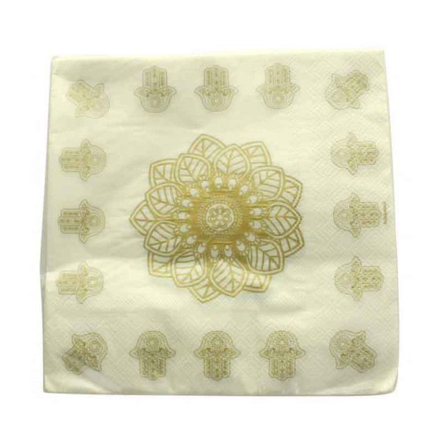 Serviette de table Orientale Or et Blanc x20