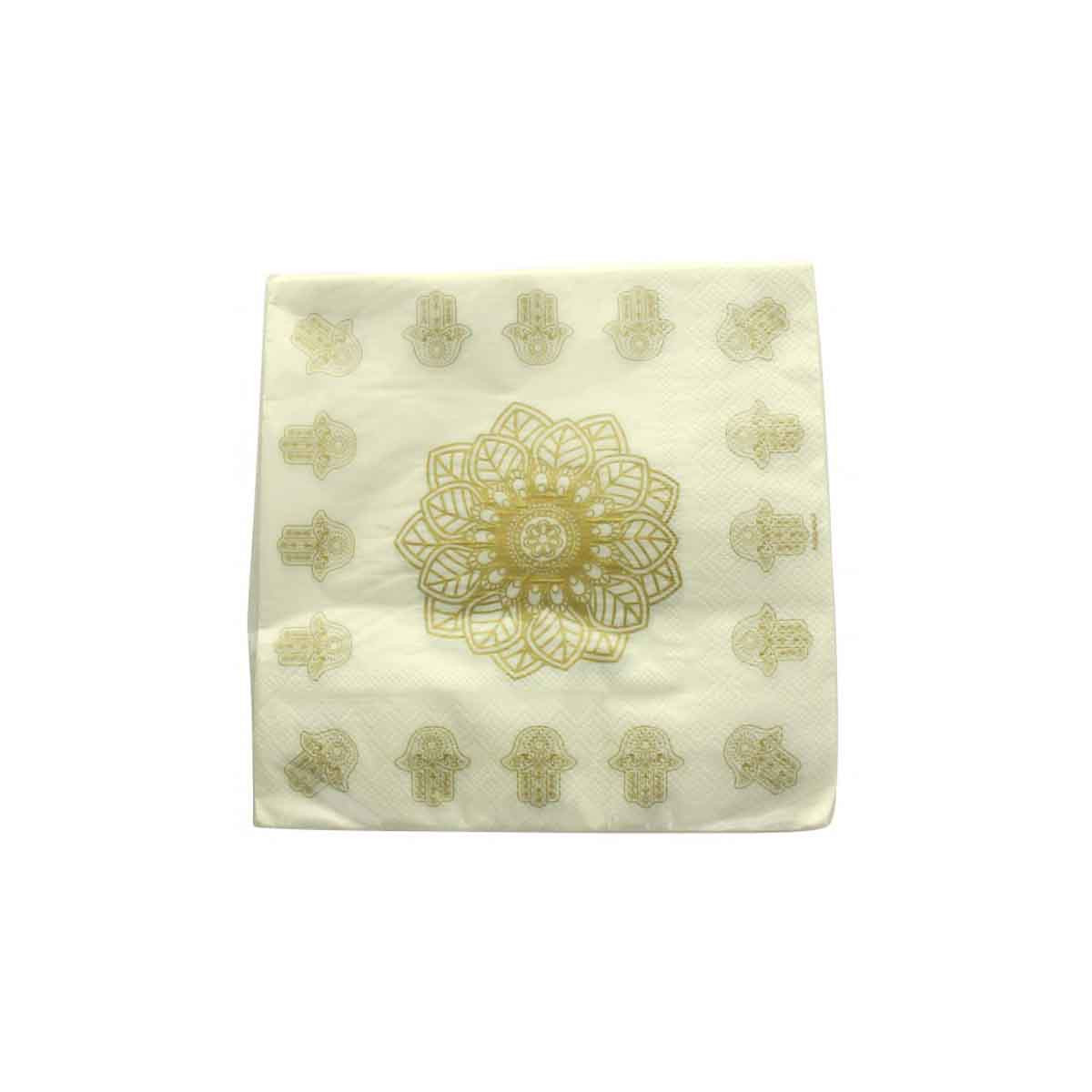 Serviette de table Orientale Or et Blanc x20