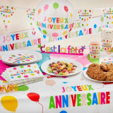 Assiette Joyeux Anniversaire Mutlicolore x10