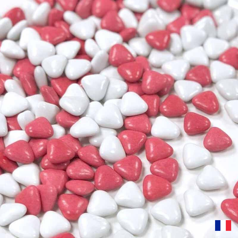 1kg Dragées Cœur Variation Rouge et Blanc