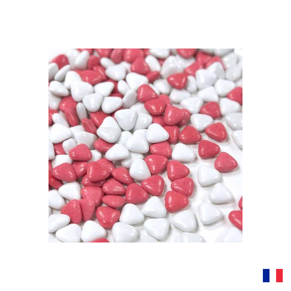 1kg Dragées Cœur Rouge et Blanc