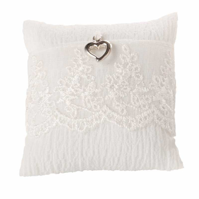 Coussin Alliance dentelle Blanche avec coeur