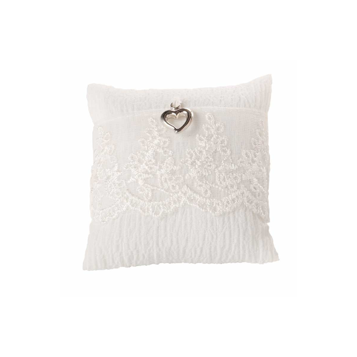 Coussin Alliance dentelle Blanche avec coeur