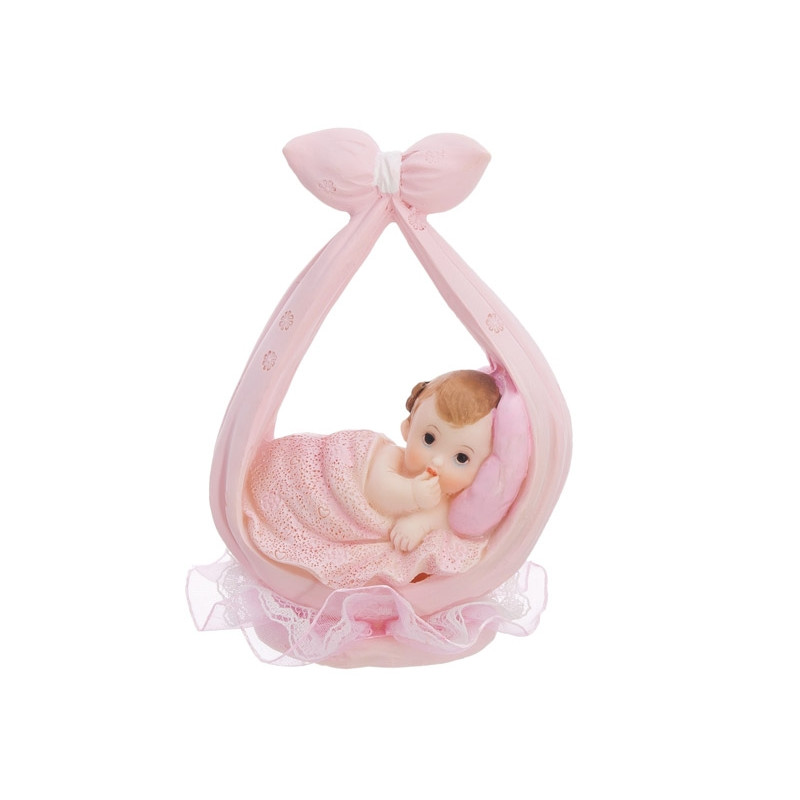 Petite Figurine Sujet Bapteme Bébé Fille avec Tétine x1