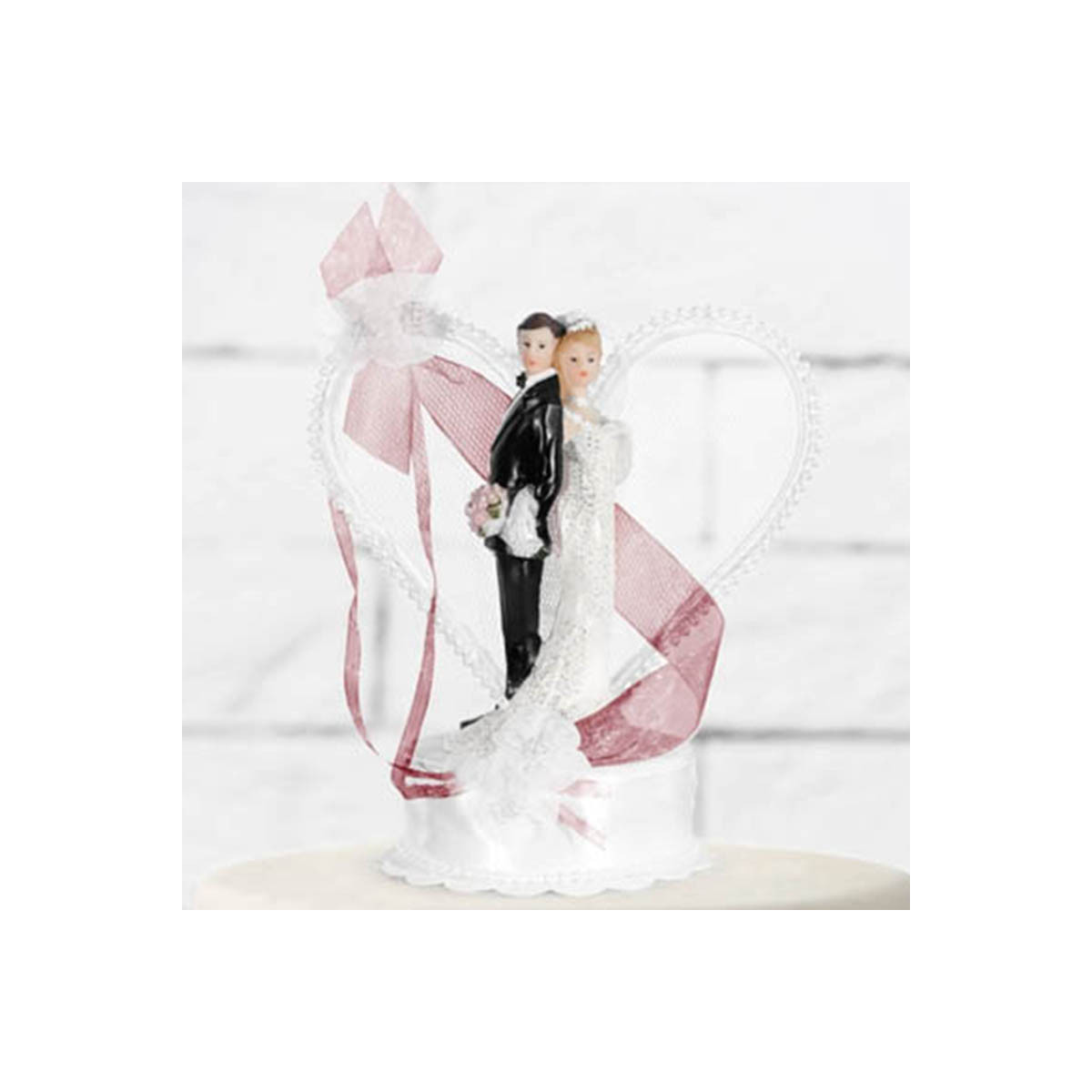 Figurine couple Mariage coeur blanc