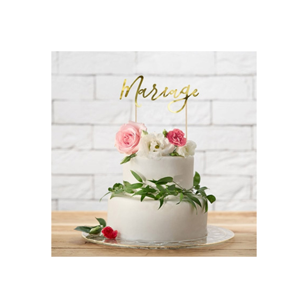 Cake Topper Mariage Or