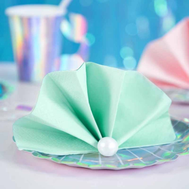 grandes serviettes en papier vert pastel mint menthe table fête