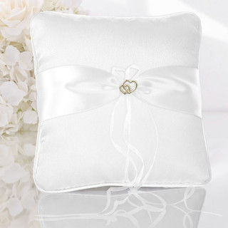 Coussin d'alliance en Satin et Coeur Or