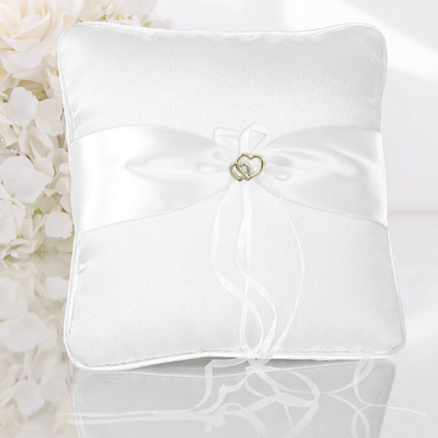 Coussin d'alliance en Satin et Coeur Or