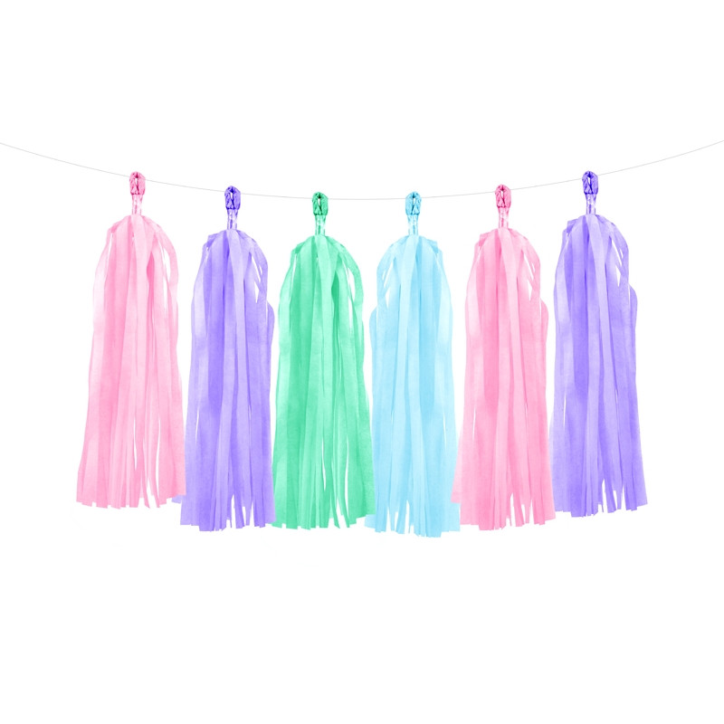 Guirlande Tassel Rose/Violet/Bleu