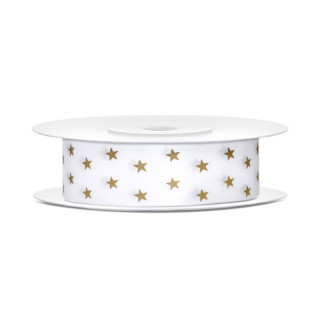 Ruban Satin Blanc et Etoile Or