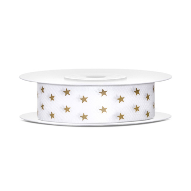 Ruban Satin Blanc et Etoile Or