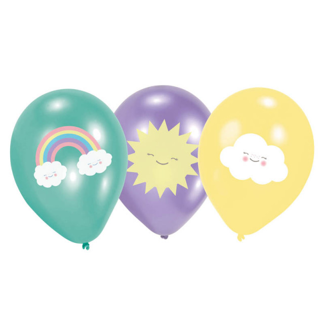 6x Ballon de baudruche Rainbow & Nuage