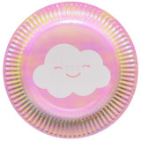 x8 Petites Assiettes Rose Irisdescente Nuage