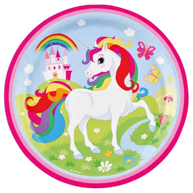 x8 Assiettes Licorne Rose