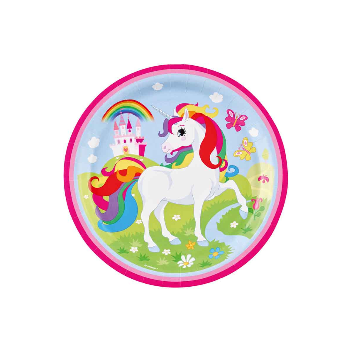 x8 Assiettes Licorne Rose