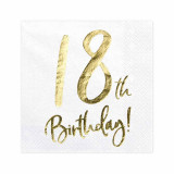 x10 Serviettes Anniversaire 18 ans OR