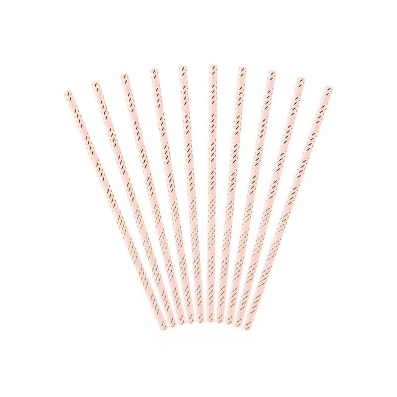 10x Pailles rose et or