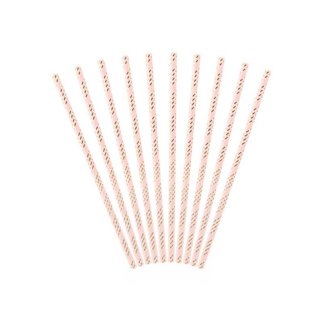 10x Pailles rose et or