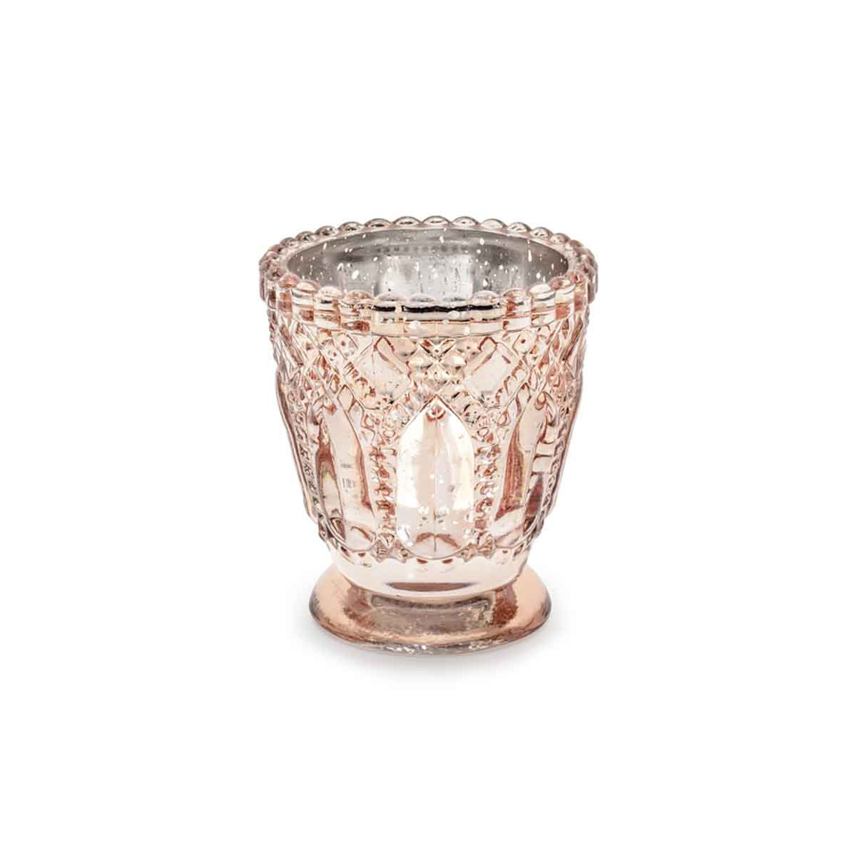 x4 Bougeoir verre Rose Gold 8 cm