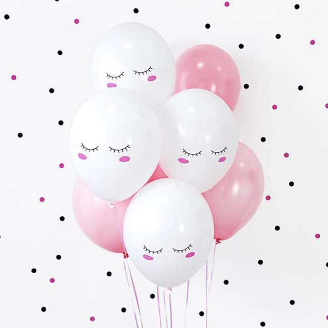 x6 Ballons yeux smiley blanc