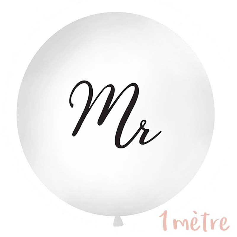 Ballon géant baudruche "Mr" 1 mètre - Blanc