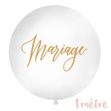 Ballon géant baudruche "Mariage" 1 mètre - Blanc