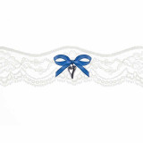 Jarretière Mariage blanche et noeud bleu