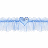 Jarretière Mariage bleu coeur et perle blanche