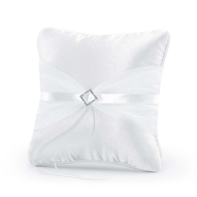 Coussin d'alliance en Satin Ruban et Strass