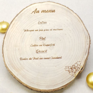 Menu personnalisé rondin de bois