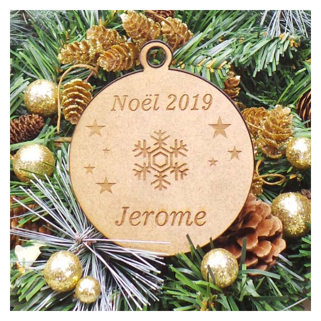 Boule Noël Personnalisable en bois Etoile