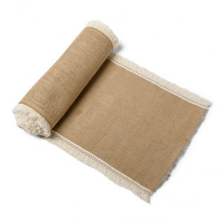 Chemin de table jute et frange 30 cm x 5 metres