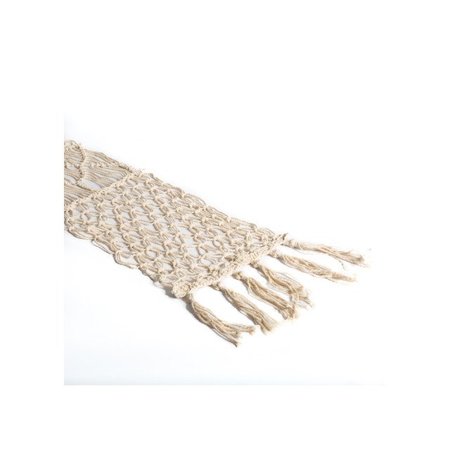 Chemin de table Macrame coton ivoire 30 cm x 3 m