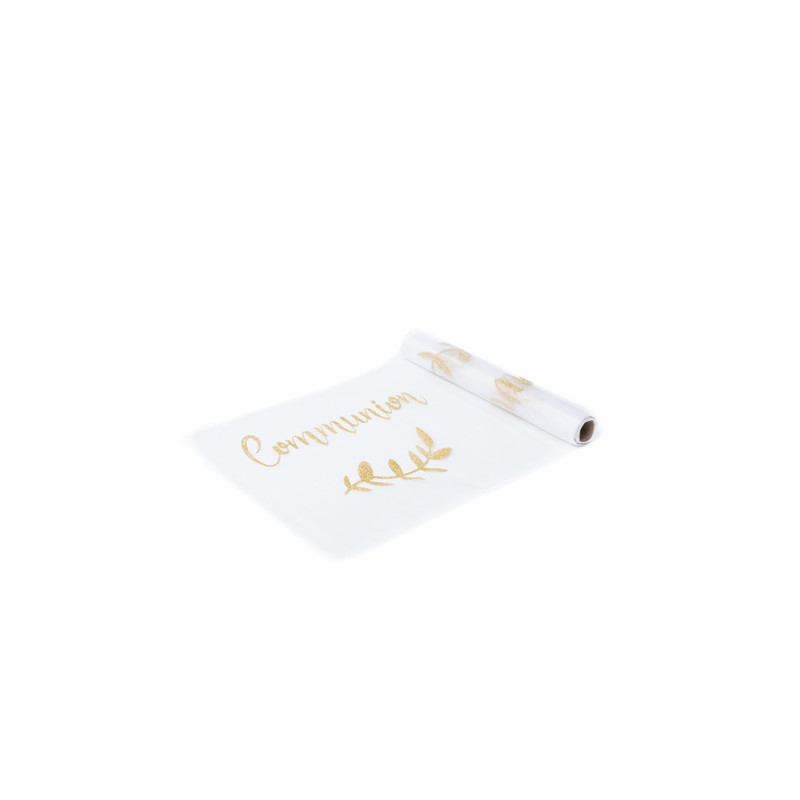 Chemin de table Communion Organza et Or