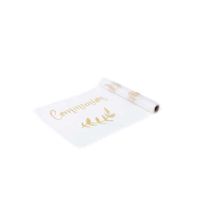 Chemin de table Communion Organza et Or