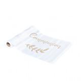 Chemin de Table Communion Satin Blanc et Champagne