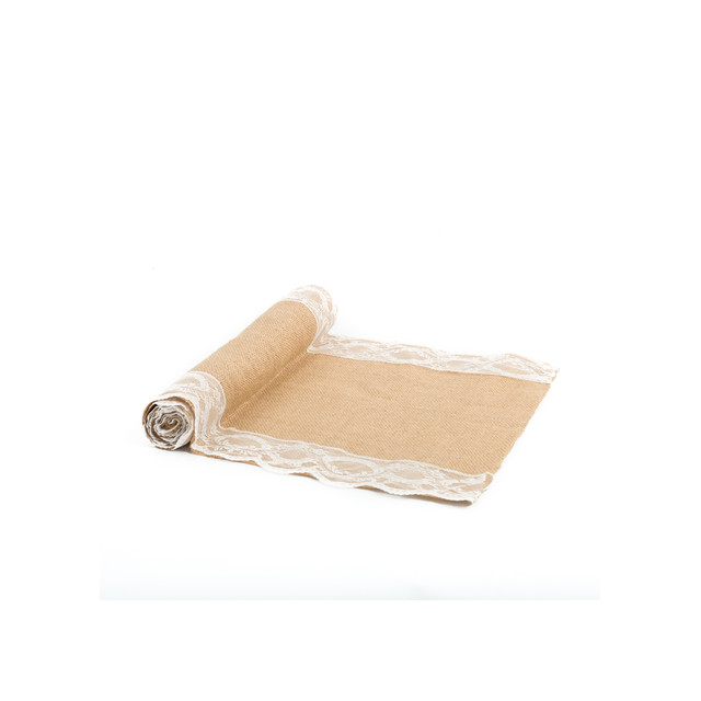 Chemin de Table Jute et bord de dentelle