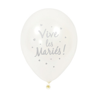 6x  Ballon de baudruche Vive les mariés Argent