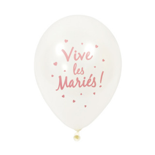 6x  Ballon de baudruche Vive les mariés rose gold