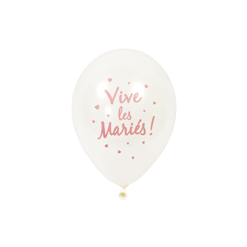 6x  Ballon de baudruche Vive les mariés rose gold