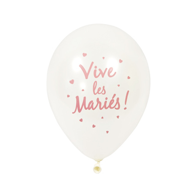 6x  Ballon de baudruche Vive les mariés rose gold