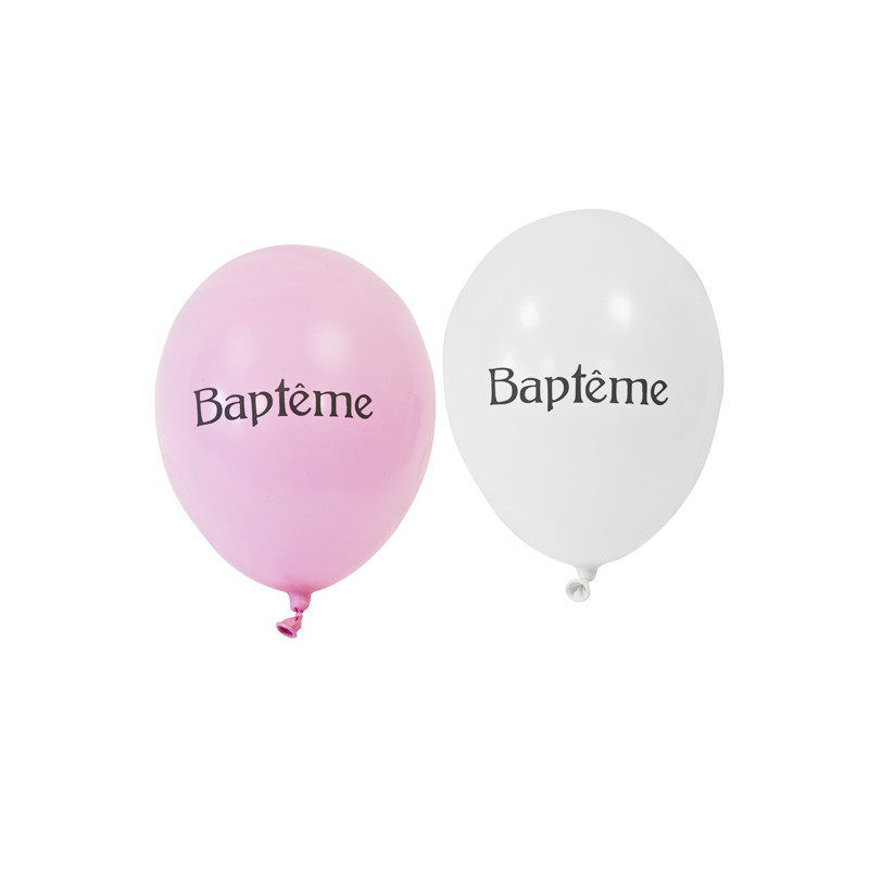 8x Ballon de baudruche baptême rose