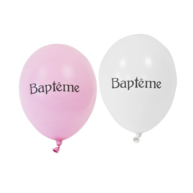 8x Ballon de baudruche baptême rose