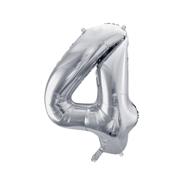 Ballon Chiffre 4 Argent 86cm