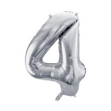 Ballon Chiffre 4 Argent 86cm