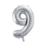 Ballon Chiffre 9 Argent 86cm